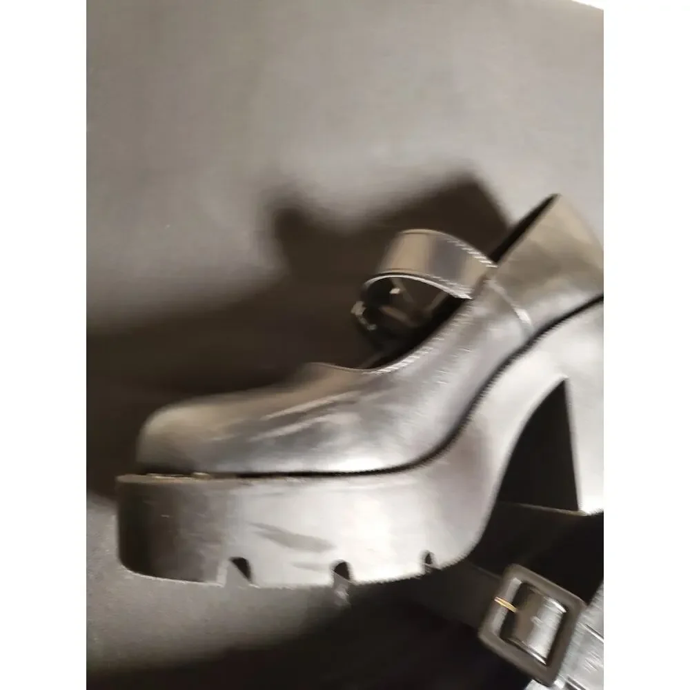Madden Girl Black Chunky Platform Mary Jane Pumps Lug Sole Heel Womens Size 8.5